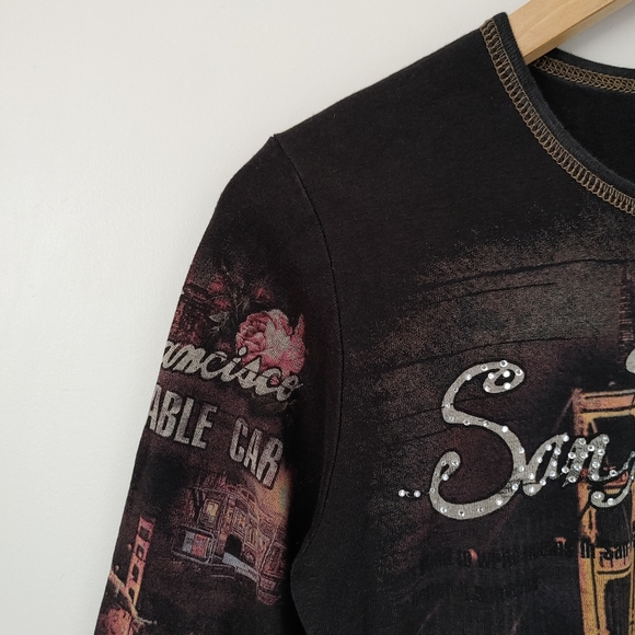 Y2k Bedazzled Graphic Tee Christopher & Banks Size Small - Picture 4 of 11